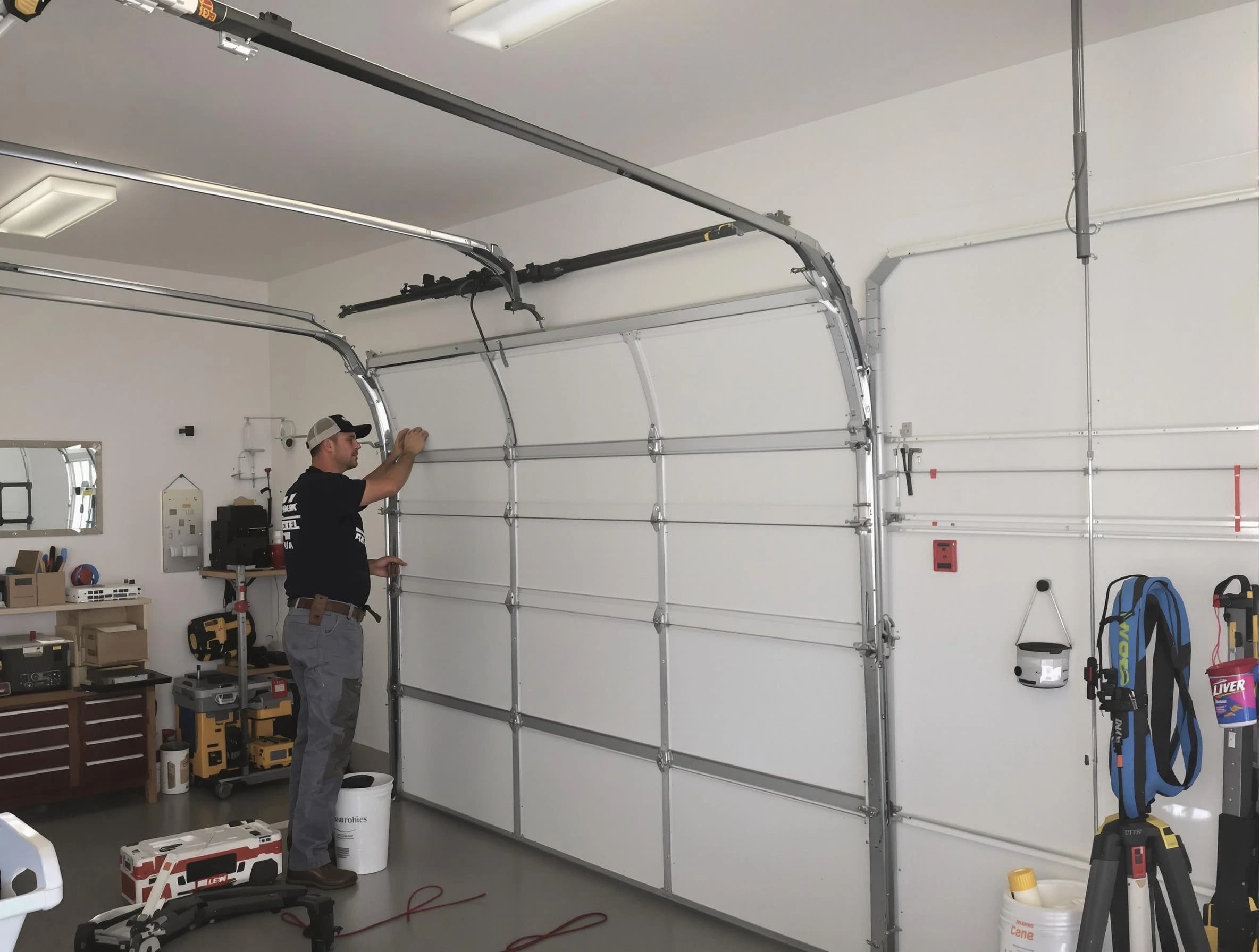 Kearny Garage Door Repair team installing new garage door in Kearny