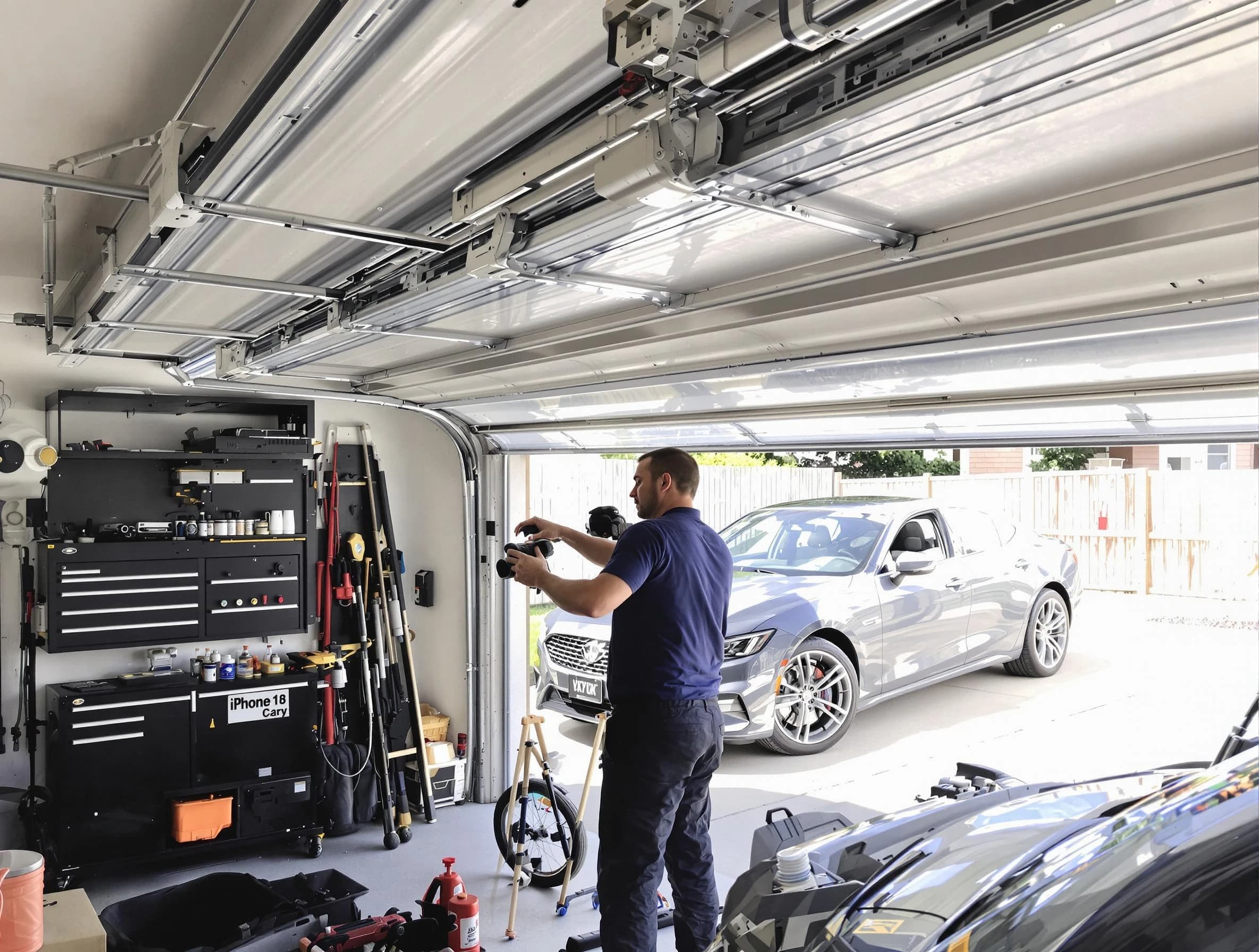Kearny Garage Door Repair technician fixing noisy garage door in Kearny