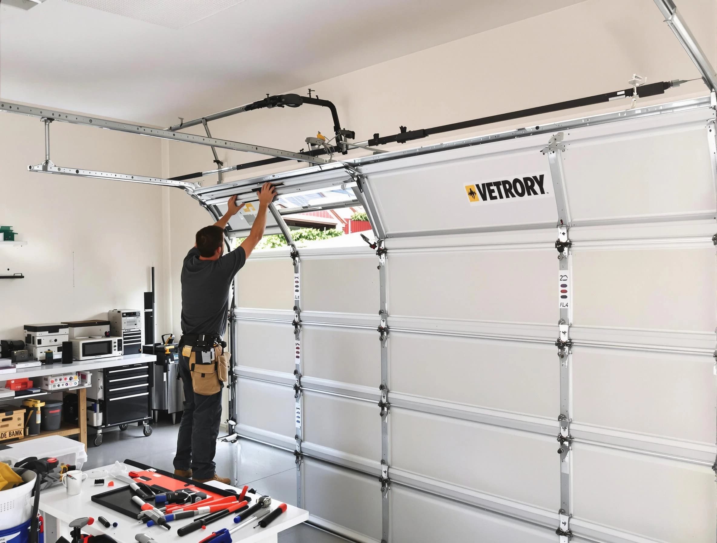 Kearny Garage Door Repair technician performing section replacement in Kearny