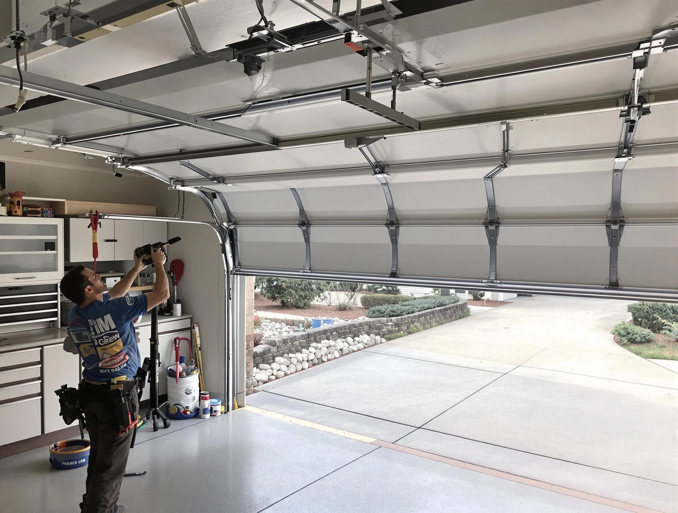 Garage door track repair service by Kearny Garage Door Repair in Kearny