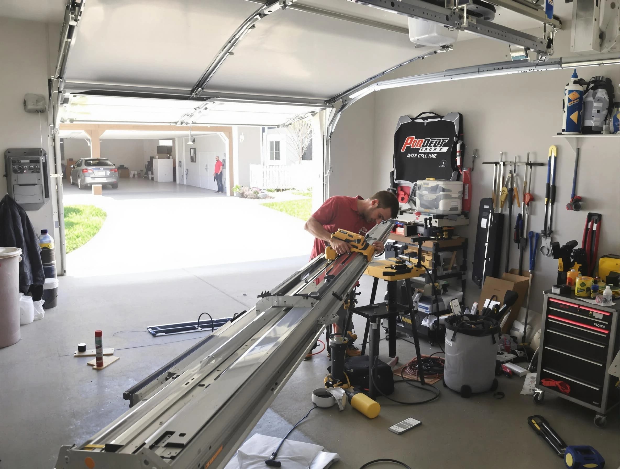 Kearny Garage Door Repair expert performing track repair in Kearny