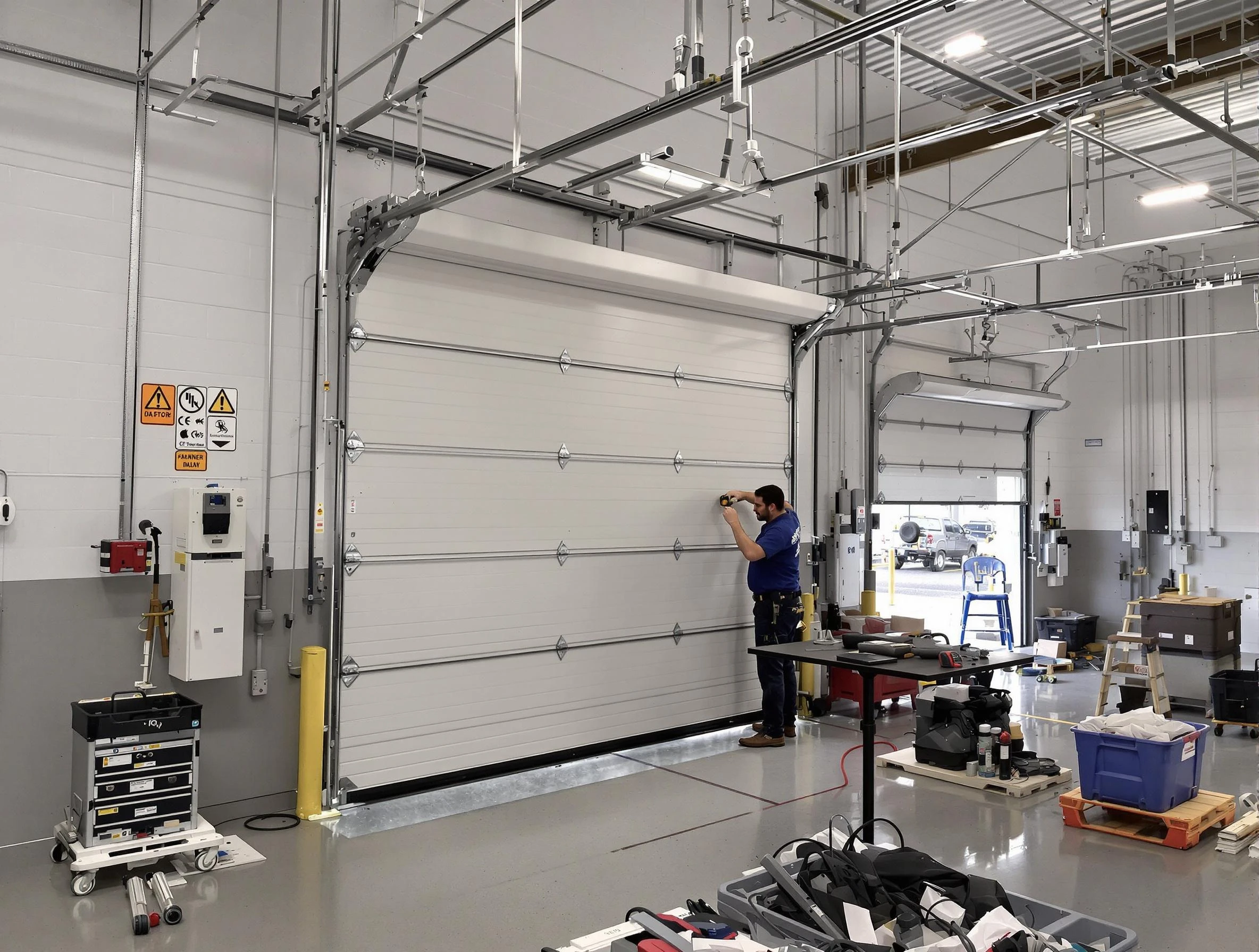 Commercial garage door repair being performed by Kearny Garage Door Repair expert in Kearny