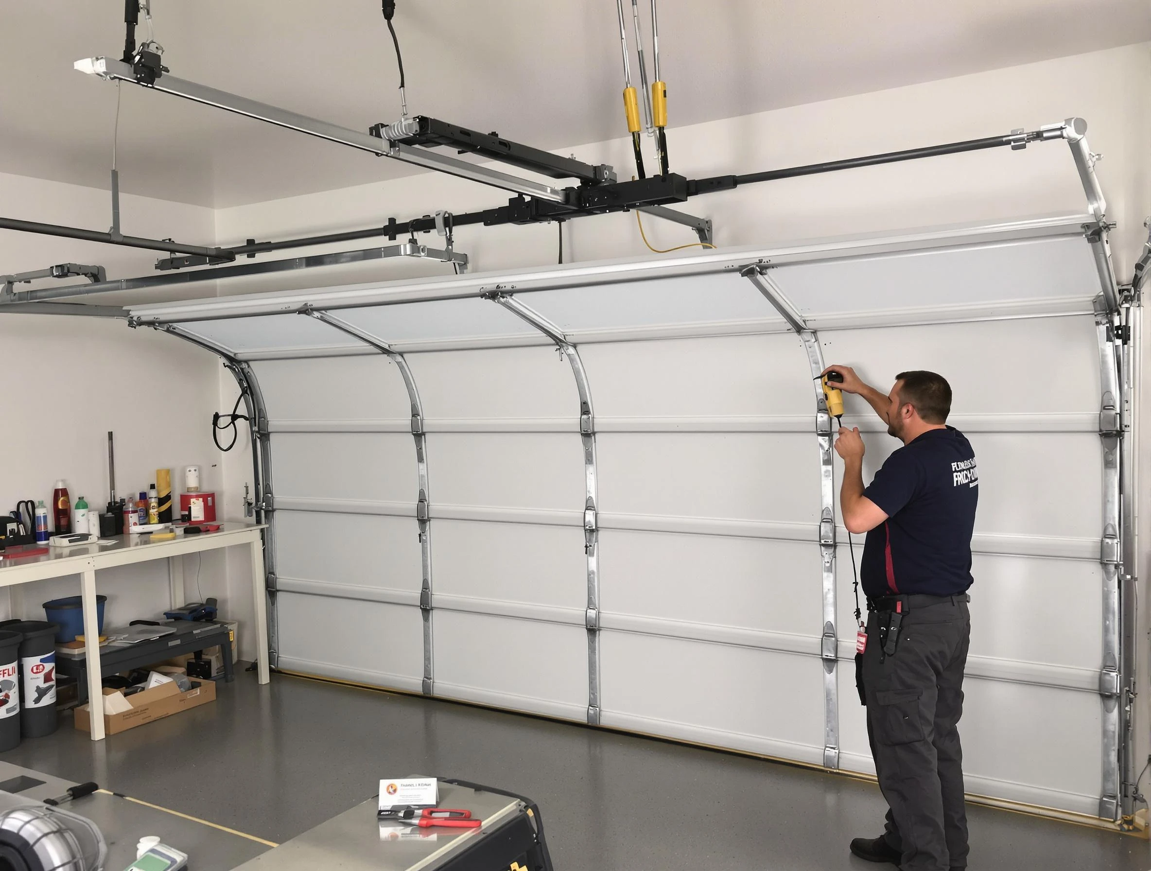 Kearny Garage Door Repair certified technician performing overhead door system repair in Kearny