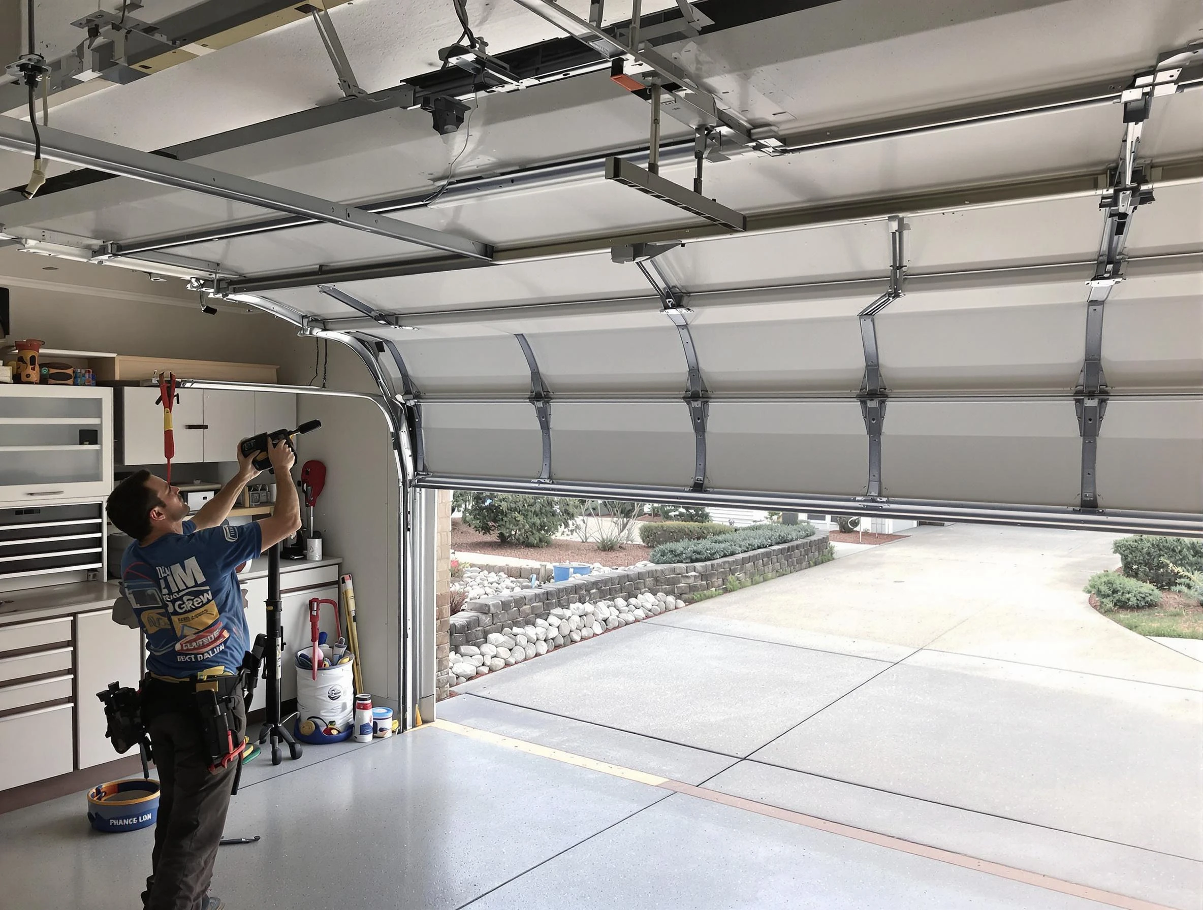 Garage door track repair service by Kearny Garage Door Repair in Kearny